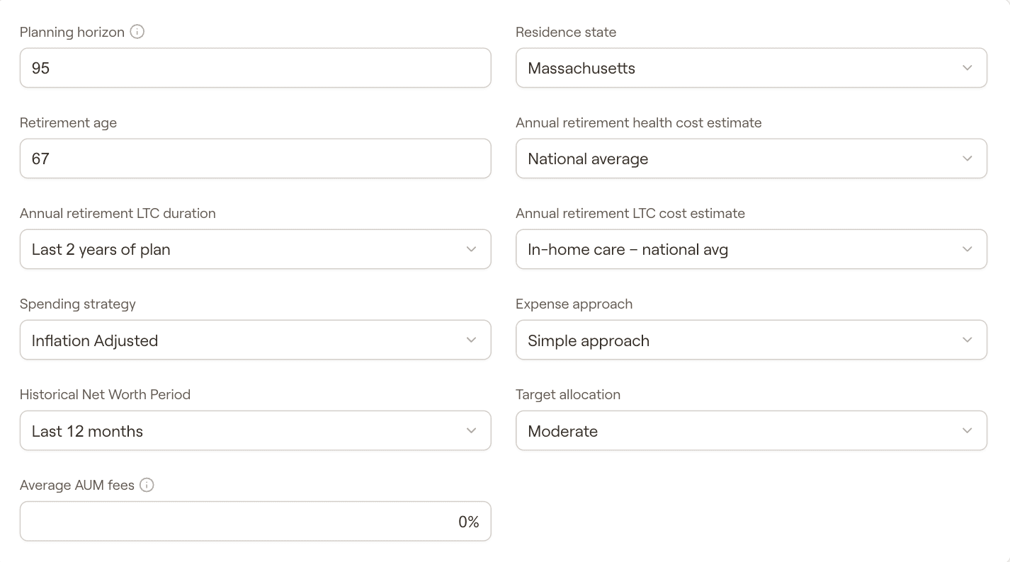 RightCapital's Client Settings section within the advisor portal