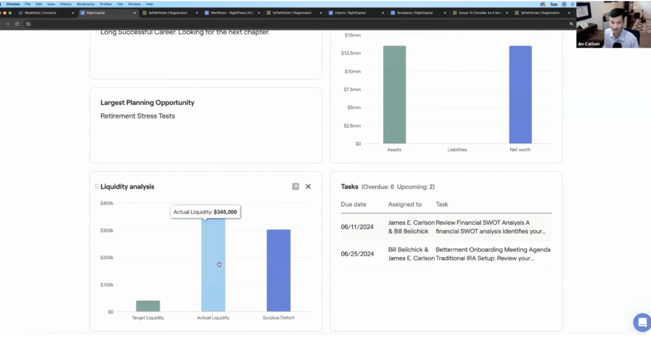 Jim Carlson screenshare of the Snapshot within RightCapital